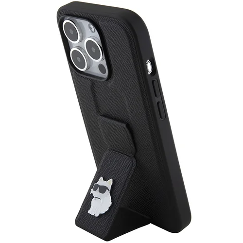 Karl Lagerfeld Gripstand Saffiano Choupette Pins dėklas iPhone 15 Pro, juodas image 2