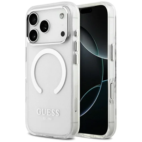 GUESS Metal Outline MagSafe dėklas iPhone 17 Pro, sidabrinis image 1