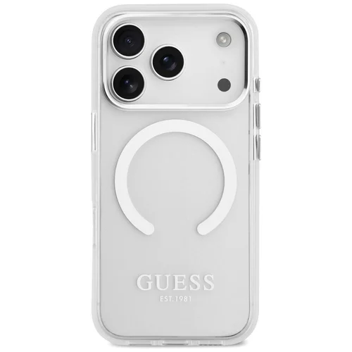 GUESS Metal Outline MagSafe dėklas iPhone 17 Pro, sidabrinis image 3