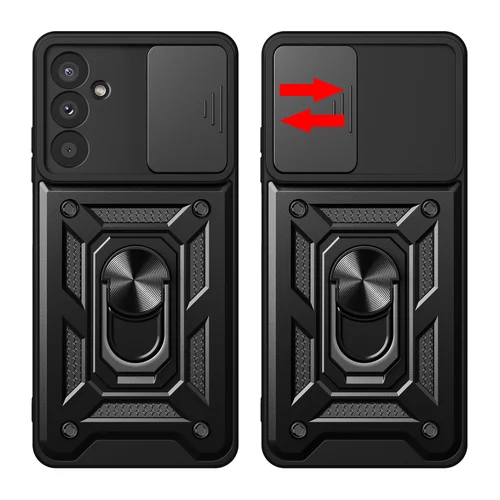 Samsung M14 Hibridinė Armor Camshield dėklas, juodas image 2