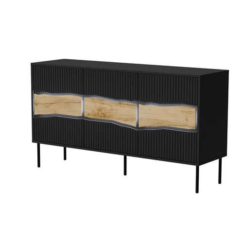 Cama INSERTO 3D komoda 143,5 × 40 × 80 cm, juoda, LED image 1