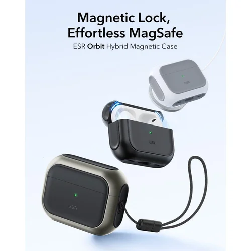 ESR Orbit HaloLock MagSafe dėklas AirPods Pro 3, pilkas ir juodas image 2