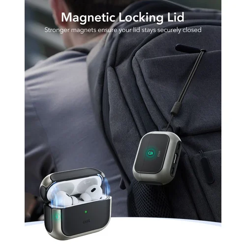 ESR Orbit HaloLock MagSafe dėklas AirPods Pro 3, pilkas ir juodas image 3