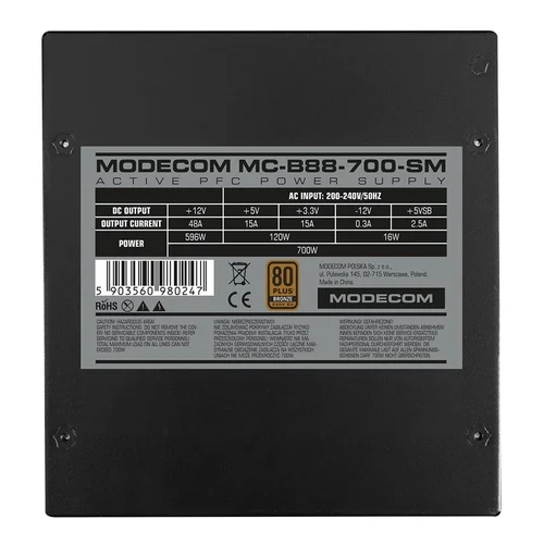 MODECOM MC-B88-700-SM 700 W 80 PLUS Bronze image 2