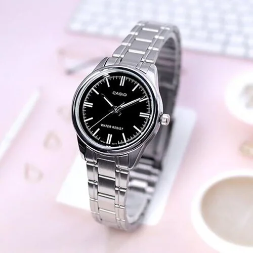 Casio LTP-V005D-1A moteriškas laikrodis, juodas ir sidabrinis image 1