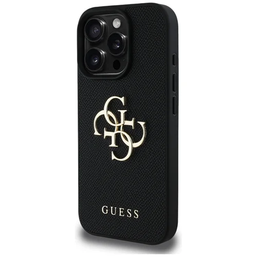 Guess Grained Big 4G Logo Small Classic Logo dėklas iPhone 16 Pro Max, juodas image 2