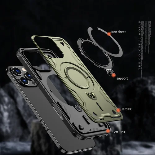 Armor Trendy hibridinis dėklas iPhone 16 Pro, žalias image 2