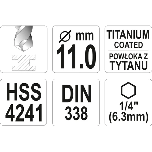 YATO YT-44773 HSS-TiN grąžtas metalui, 11 mm image 3