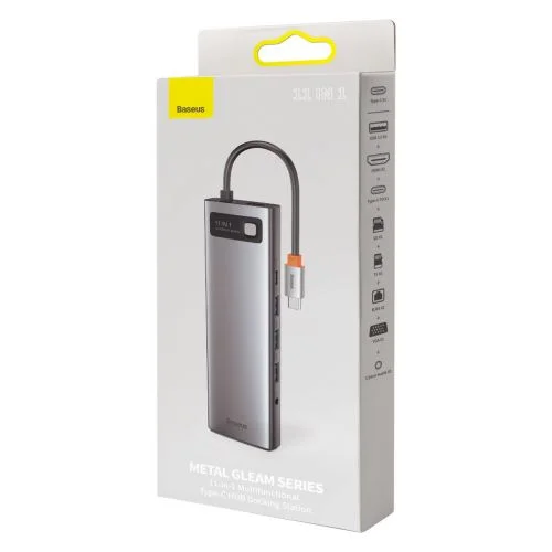 Baseus Metal Gleam 11-in-1 USB-C šakotuvas, pilkas (CAHUB-CT0G) image 1