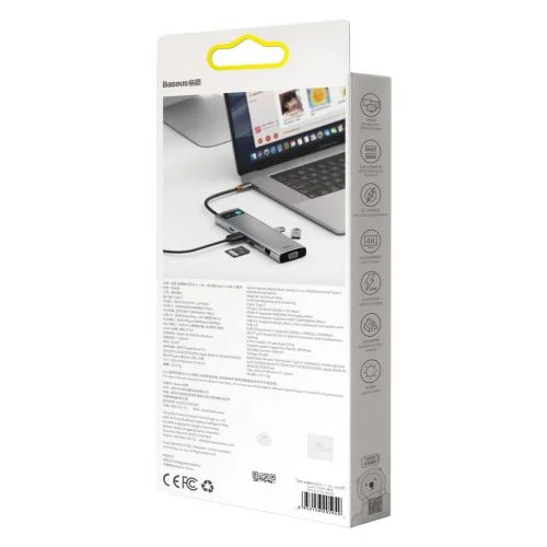 Baseus Metal Gleam 11-in-1 USB-C šakotuvas, pilkas (CAHUB-CT0G) image 2