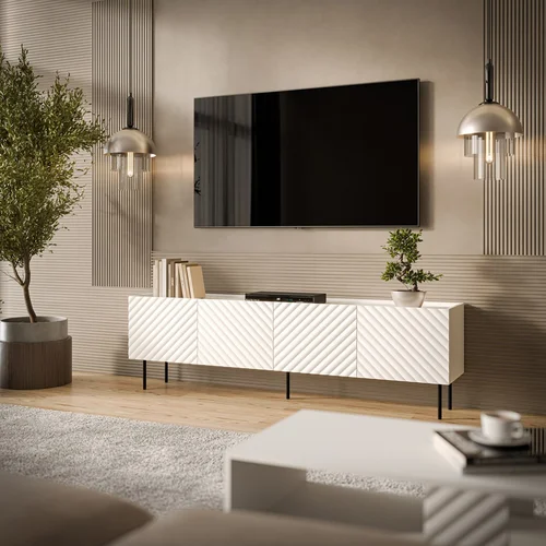 Cama LUCCA 4D TV staliukas 200 cm, baltas image 3