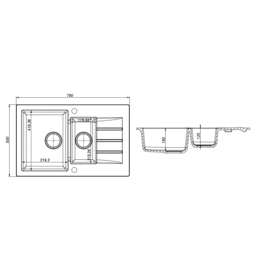 KERNAU KGS A 6079 1,5B1D Juoda Metalinė plautuvė image 2