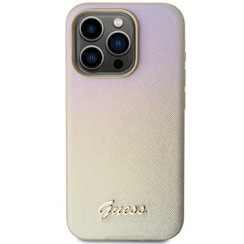 Guess Saffiano Iridescent Script dėklas iPhone 14 Pro, auksinis image 3