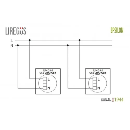 LIREGUS EPSILON USB įkroviklis, 2 lizdai, šampano spalvos image 3