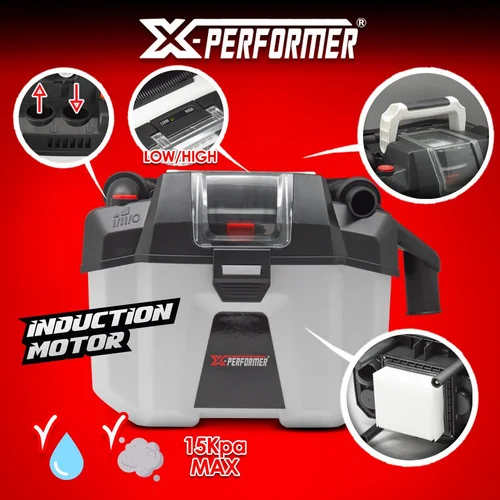 X-PERFORMER XPVC20LIBL-10L akumuliatorinis šlapio ir sauso valymo dulkių siurblys image 2