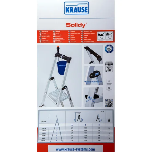 KRAUSE SOLIDY laisvai pastatomos kopėčios, 4 laipteliai image 2