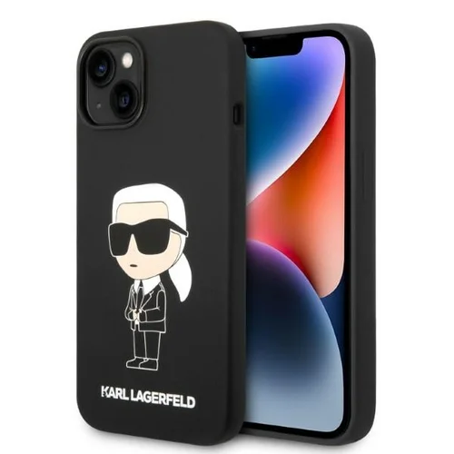 Karl Lagerfeld Ikonik silikoninis dėklas iPhone 14 Plus, juodas image 1