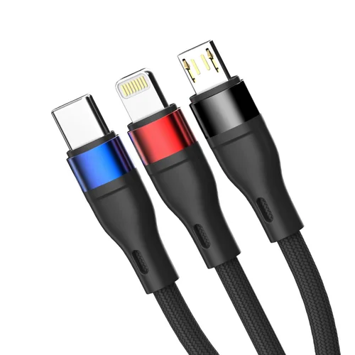3mk Hyper Cable N-SERIES 3-in-1 kabelis 1,2 m 18 W juodas image 2