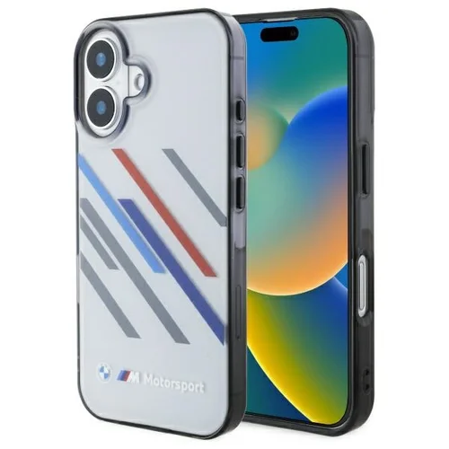 BMW Motorsport IML „Random Stripes“ dėklas iPhone 16 Plus, pilkas image 1