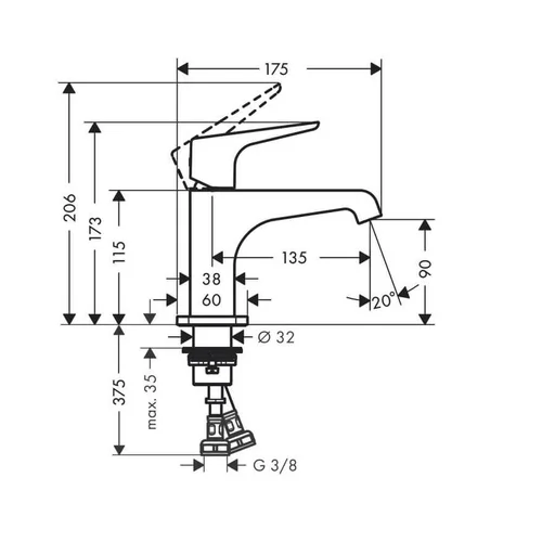 Hansgrohe Axor Citterio E praustuvo maišytuvas Braižyto raudono aukso image 3