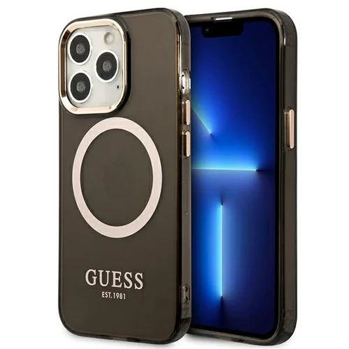 Guess auksinio kontūro MagSafe dėklas iPhone 13 Pro Max, juodas image 1
