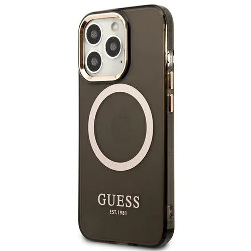 Guess auksinio kontūro MagSafe dėklas iPhone 13 Pro Max, juodas image 2