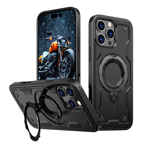 Hibridinis Armor Trendy dėklas iPhone 16 Pro, juodas image 1