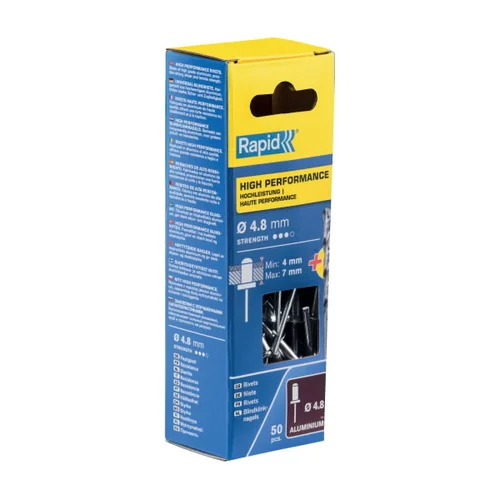 Rapid kniedės Al 4,8x10 mm, 50 vnt. + Drill C image 1