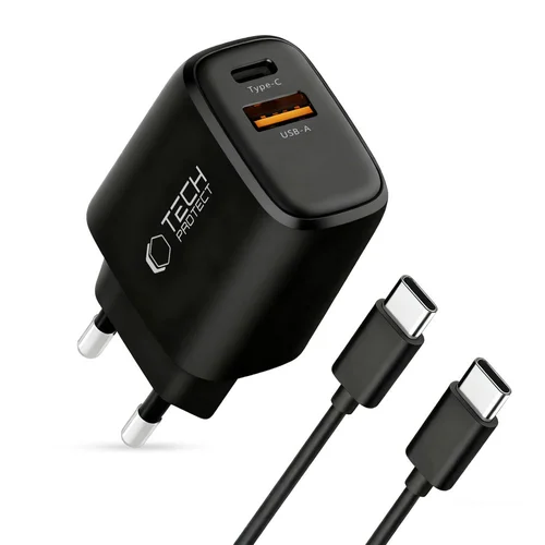 Tech-Protect NCA45W-GAN 45 W 2 prievadų sieninis įkroviklis su USB-C kabeliu, juodas image 3