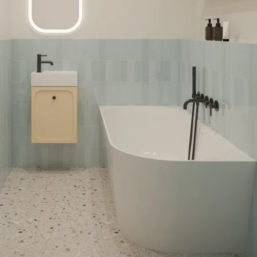 Glaudžiama prie sienos vonia CANES 1600L akmens masės BLU image 1