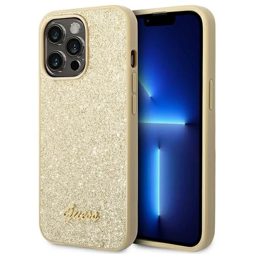 Guess Blizgučių Rašto dėklas iPhone 14 Pro 6,1 col., auksinis image 1