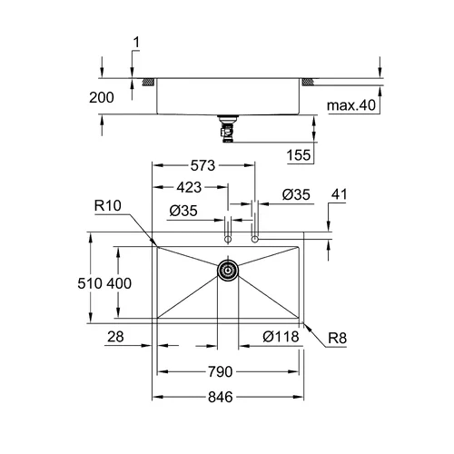 Grohe K800 31584SD1 Nerūdijančio plieno plautuvė image 3