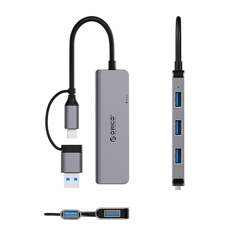 Orico YSA5-U3 USB šakotuvas, 4 prievadų, pilkas image 2