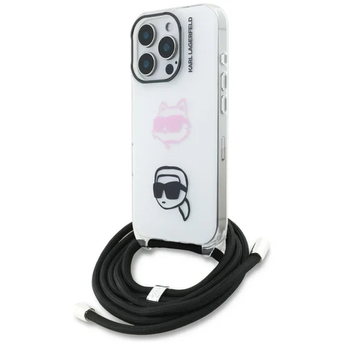 Karl Lagerfeld IML Crossbody Karl&Choupette dėklas iPhone 16 Pro Max, baltas image 1