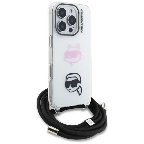 Karl Lagerfeld IML Crossbody Karl&Choupette dėklas iPhone 16 Pro Max, baltas image 3