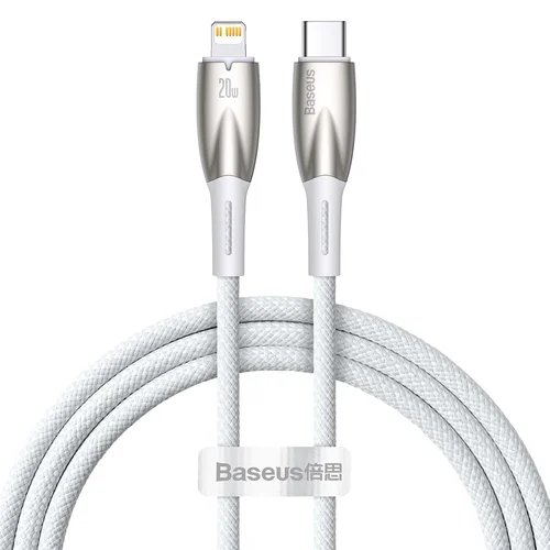 Baseus CADH000002 Glimmer Series USB-C–Lightning kabelis, 1 m, baltas image 1