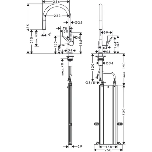 Hansgrohe Talis M54 72803670 virtuvinis maišytuvas su ištraukiama žarna Juoda image 2
