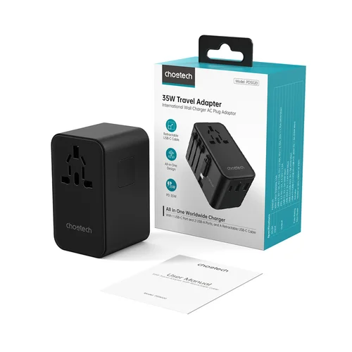 Choetech PD5020 35 W kelioninis adapteris, juodas image 3