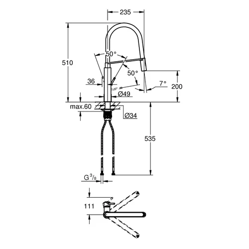 Virtuvės maišytuvas Grohe Concetto 31491000, blizgaus chromo image 3
