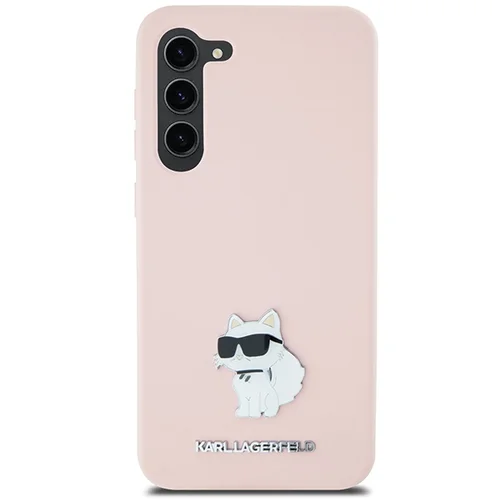 Karl Lagerfeld Choupette Metal Pin dėklas Samsung Galaxy S23+ rožinis image 3