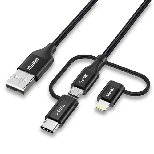 Choetech IP0030-BK 3 viename MFi USB laidas, 1,2 m, juodas image 1