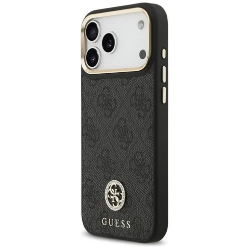 Guess 4G Strass MagSafe dėklas iPhone 17 Pro Max, juodas, metaliniais mygtukais image 2