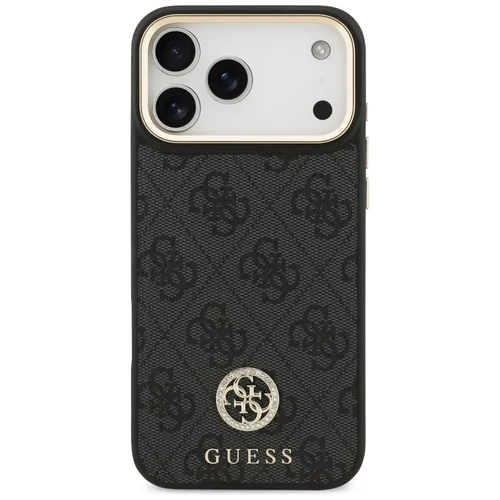 Guess 4G Strass MagSafe dėklas iPhone 17 Pro Max, juodas, metaliniais mygtukais image 3