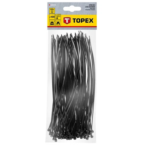 TOPEX Užveržimo dirželiai 2,5x200 mm 100 vnt Juodi image 2