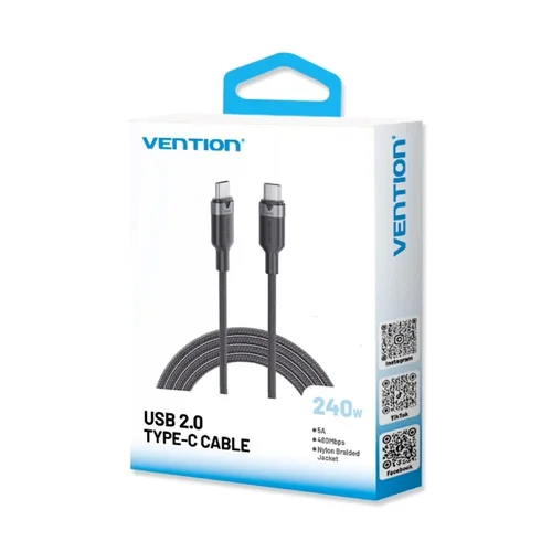 Vention USB-C–USB-C 2.0 5 A 240 W 1 m laidas image 3