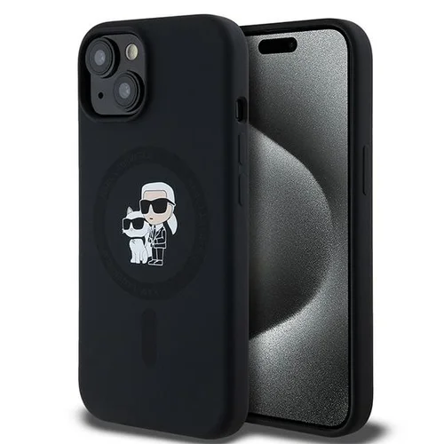 Karl Lagerfeld Karl & Choupette MagSafe silikoninis dėklas iPhone 15/14/13, juodas image 1