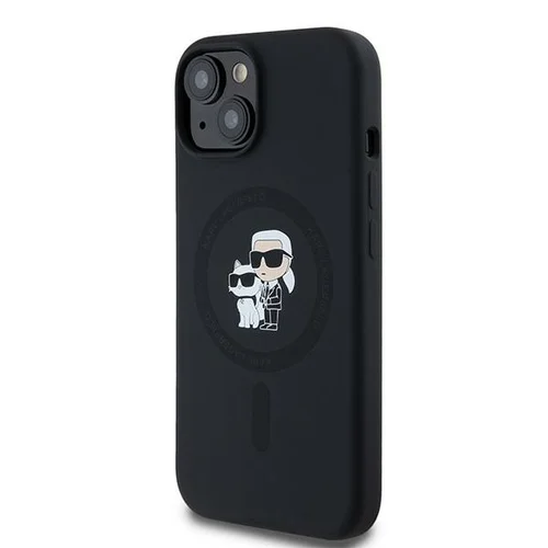 Karl Lagerfeld Karl & Choupette MagSafe silikoninis dėklas iPhone 15/14/13, juodas image 2