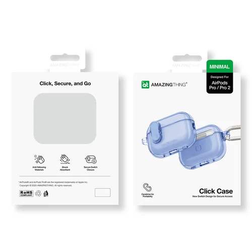 AmazingThing Minimalus TPU dėklas AirPods Pro 2, tamsiai mėlynas image 3
