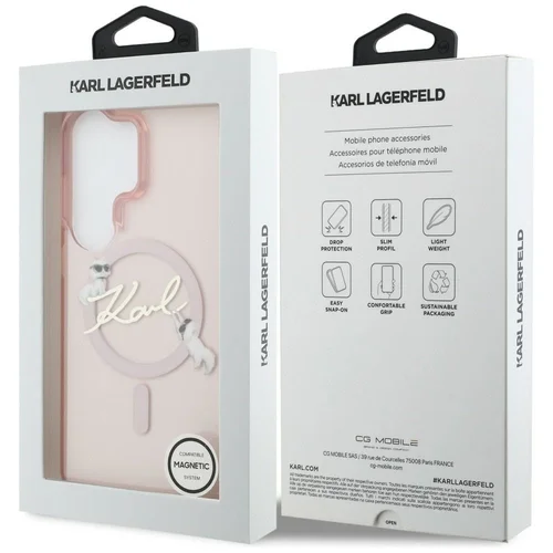 Karl Lagerfeld IML KC Script MagSafe dėklas Samsung Galaxy S26 Ultra, rožinis image 3