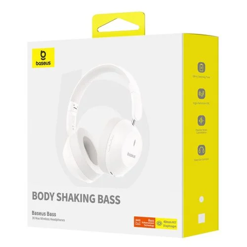 Baseus Bass 30 Max belaidės ausinės, baltos image 1